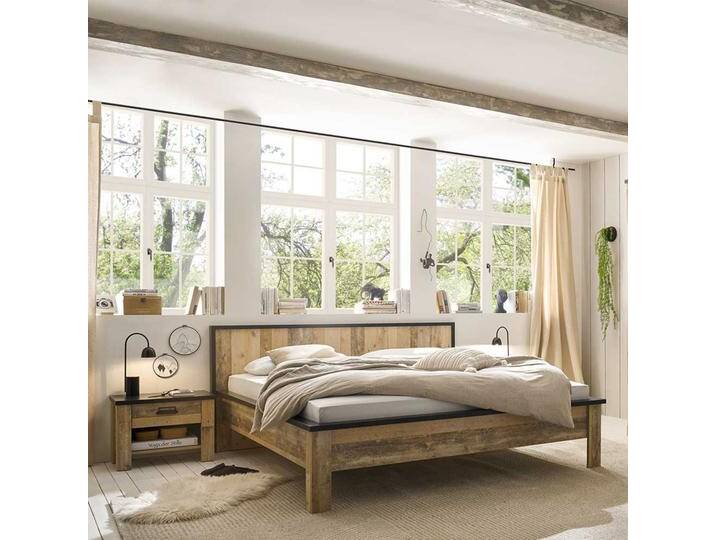 180 cm Bett Landhaus in Altholz Optik verwittert Anthrazit 180 cm Bett Landhaus in Altholz Optik verwittert Anthrazit von Pharao24.de
