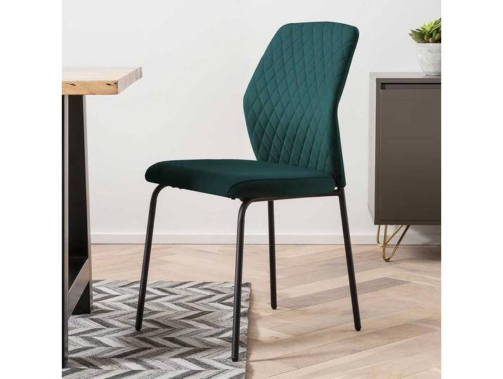 2 Stühle Samt und Metall in Grün und Schwarz aufwendigen Steppungen (2er Set) von Pharao24.de