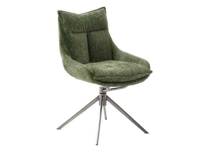 Essstuhl, Oliv Grün, 57x65x85 cm, Webstoff & Edelstahl, 2er Set, Modern von Pharao24.de