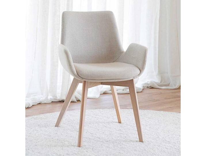 2 Stühle in Beige Stoff Eiche White Wash (2er Set) von Pharao24.de