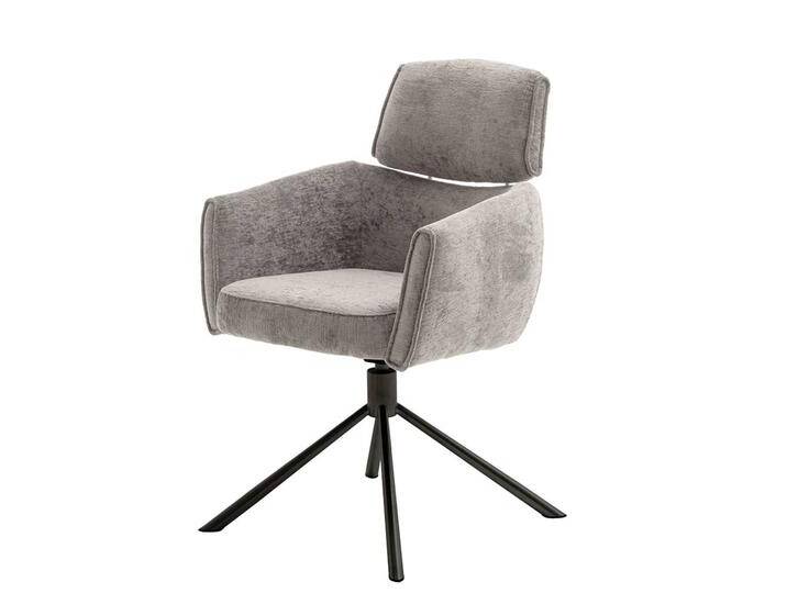 Stühle, Taupe & Schwarz, 60x64x92 cm, Webstoff & Metall, Drehbar & Mit Armlehnen, Modern von Pharao24.de