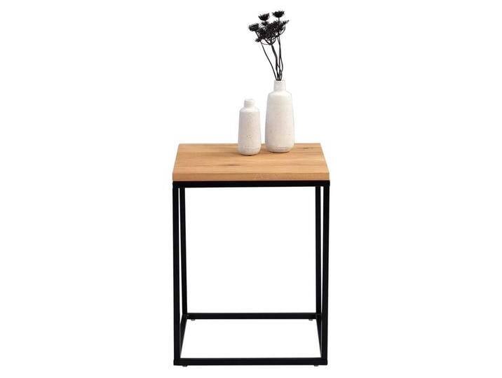 Ablagetisch aus Wildeiche Massivholz Metall Schwarz von Pharao24.de