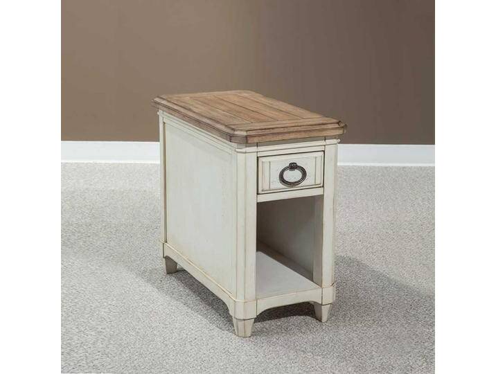 Ablagetisch in Weiß Holz Schublade von Pharao24.de