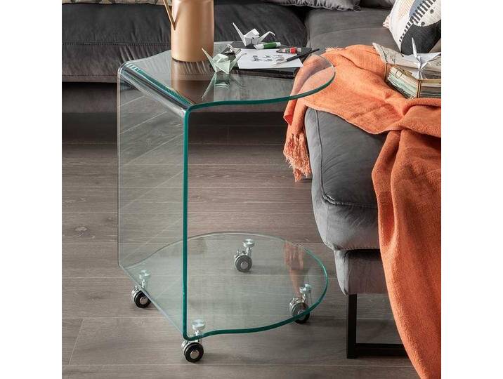 Anstelltisch mit Rollen aus Klarglas 60 cm hoch - 45 cm breit von Pharao24.de