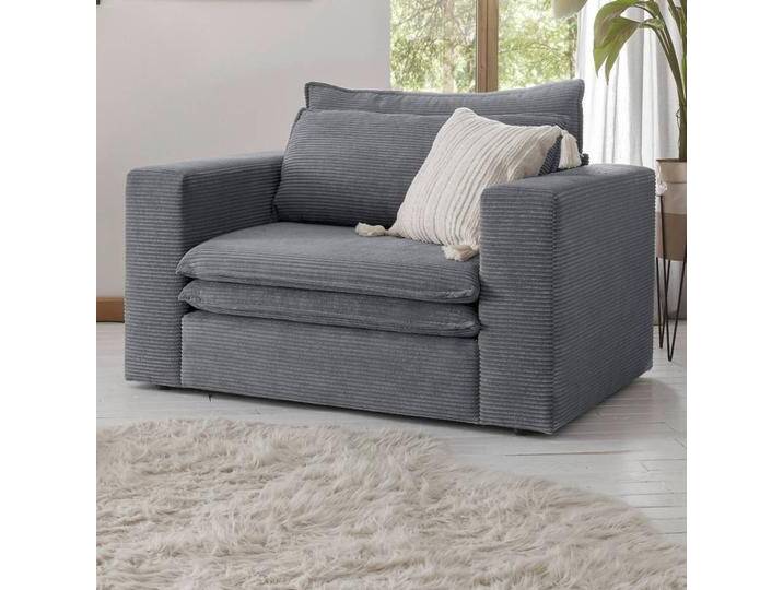 Anthrazit Cord XL Sessel in modernem Design 125 cm breit von Pharao24.de