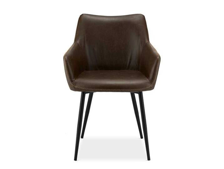 Armlehnenstühle, Dunkelbraun, 56x56x81 cm, Kunstleder & Stahl, 2er Set, Modern von Pharao24.de