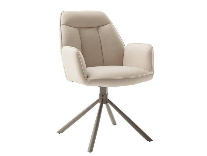 Armlehnenstuhl Esstischstuhl in Cremeweiß aus Microfaser (2er Set) von Pharao24.de