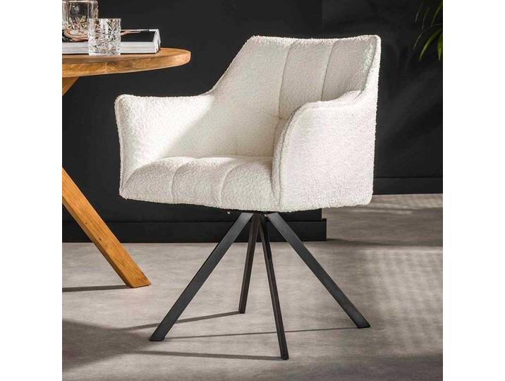 Armlehner Set Boucle Metall in Cremeweiß Schwarz (2er Set) von Pharao24.de