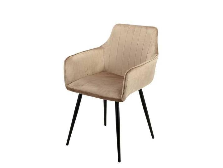 Armlehner modern Taupe mit Samt Bezug Gestell aus Metall (2er Set) von Pharao24.de