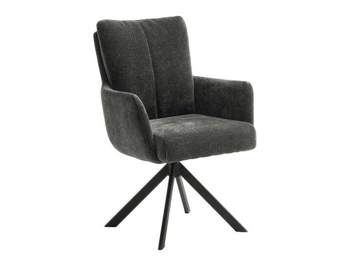 Armlehnstühle, Anthrazit, 61x67x90 cm, Webstoff & Metall, 2er Set, Modern von Pharao24.de