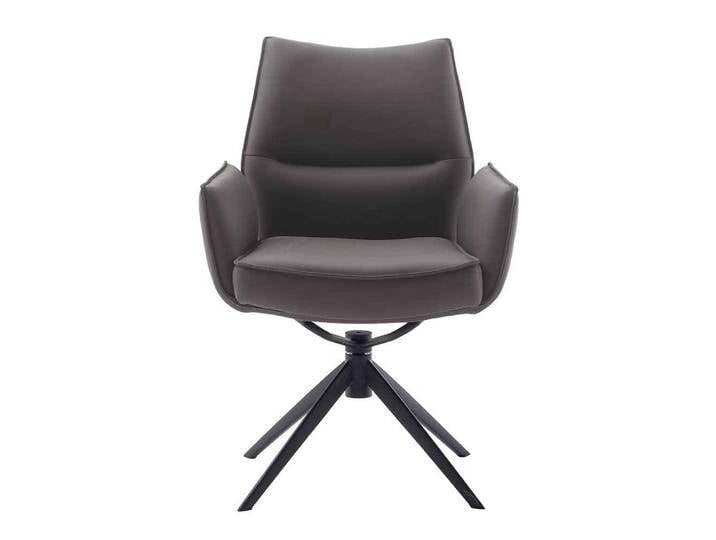 Armlehnstuhl, Braun, 64x63 cm, Echtleder & Metall, 2er Set, Modern von Pharao24.de