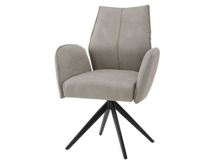 Armlehnstuhl Esszimmerstuhl um 360 Grad drehbar in Hellgrau (2er Set) von Pharao24.de