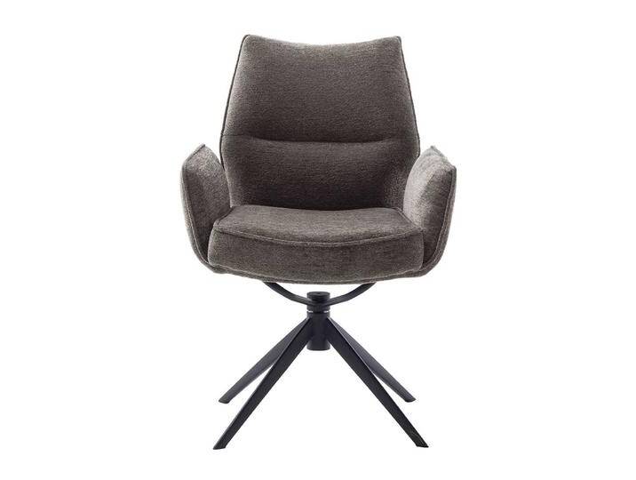 Armlehnstuhl, Grau & Schwarz, 64x63 cm, Chenillegewebe & Metall, 2er Set, Modern von Pharao24.de