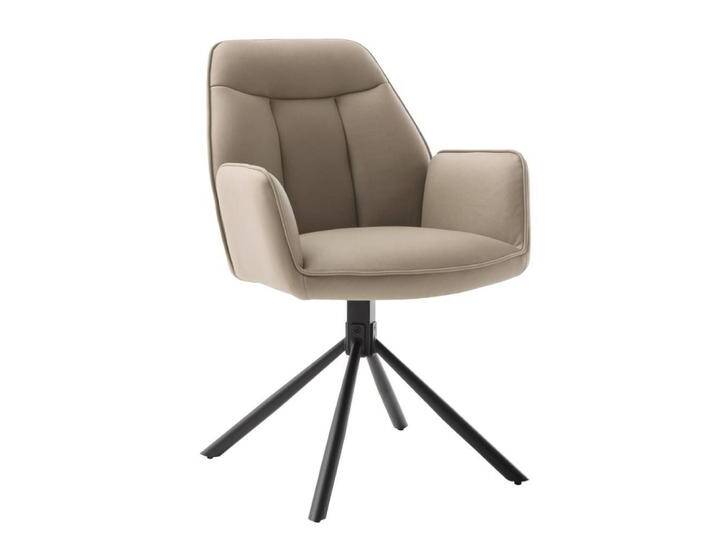 Armlehnstuhl Wohnzimmerstuhl mit Gestell aus Metall in Cappuccino (2er Set) von Pharao24.de