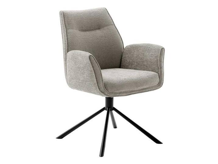 Armlehnstuhl, Braun & Grau, 64x66x90 cm, Chenillegewebe & Metall, Drehbar, Modern von Pharao24.de