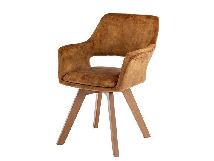 Armlehnstuhl modern gelb Rückenlehne mit Ausschnitt 57 cm breit (2er Set) von Pharao24.de