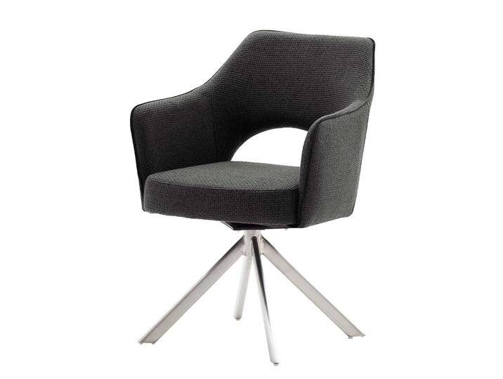 Armstühle in Anthrazit Strukturstoff drehbar (2er Set) von Pharao24.de