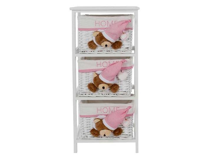 Babyzimmer Regal in Weiß und Pink drei herausnehmbaren Flechtkörben von Pharao24.de