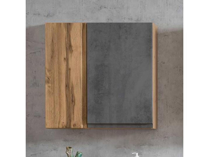 Badezimmer Hängeschrank in Wildeichefarben & Beton Grau Made in Germany von Pharao24.de