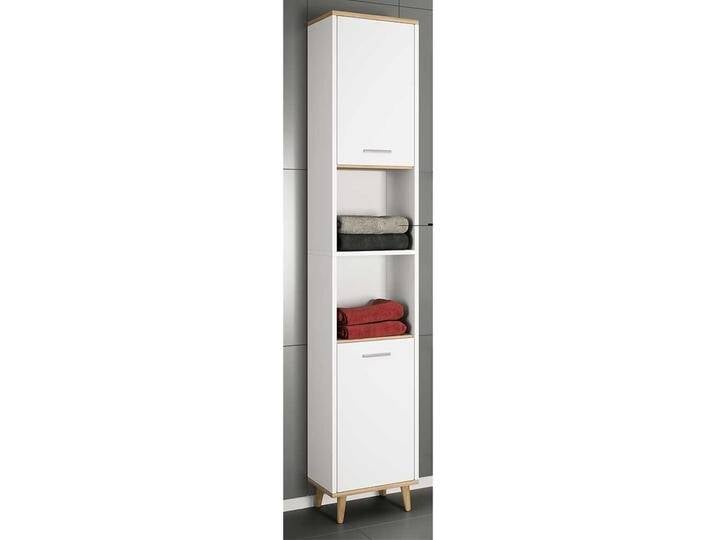 Badhochschrank schmal in modernem Design zwei Drehtüren von Pharao24.de