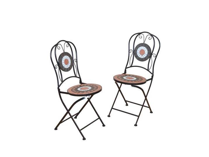 Balkonstuhl in Schwarz Bunt Mosaik Muster (2er Set) von Pharao24.de
