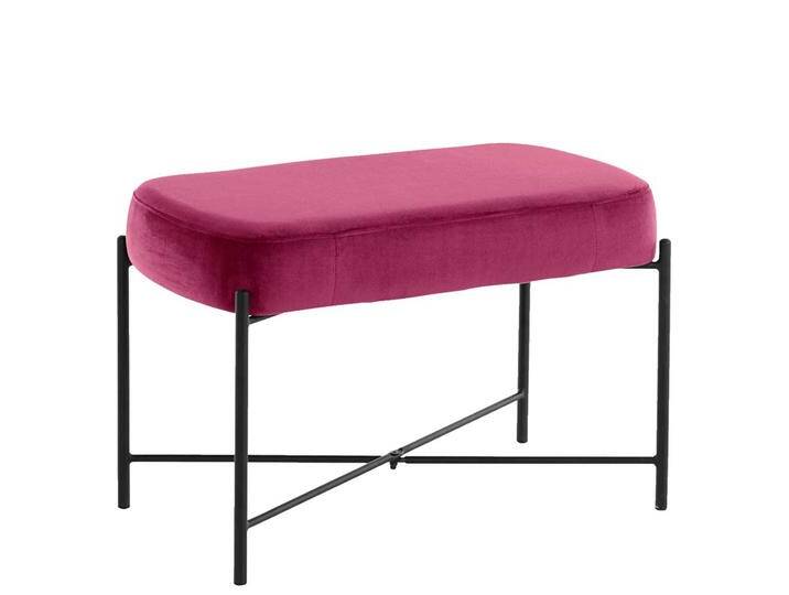 Bank Samt Pink mit Vierfußgestell aus Metall 43 cm hoch von Pharao24.de