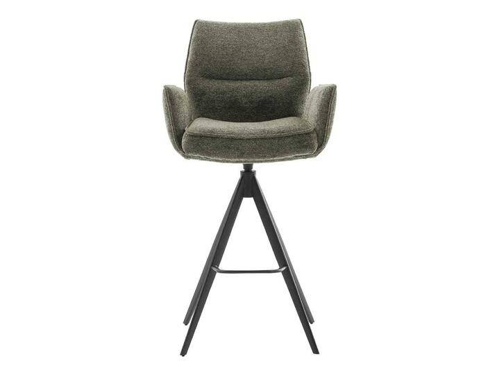 Barhocker, Oliv Grün, 59x62 cm, Chenillegewebe & Metall, Mit Armlehnen, Modern von Pharao24.de