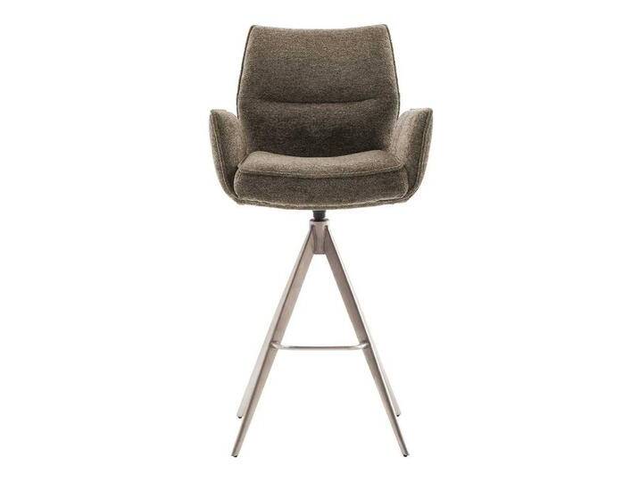 Barhocker, Braun, 59x62x112 cm, Chenillegewebe & Edelstahl, Drehbar mit Armlehnen, Modern von Pharao24.de