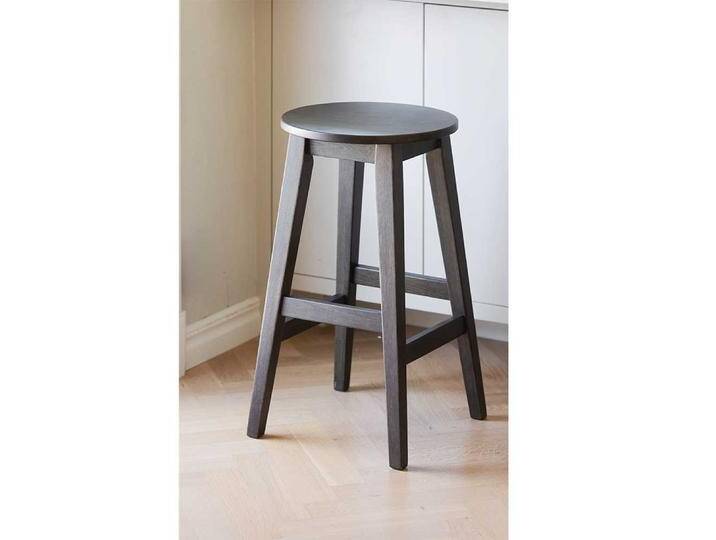 Barhocker, Braun, 35x35 cm, Eiche Massivholz, Rund & 2er Set, Retro von Pharao24.de