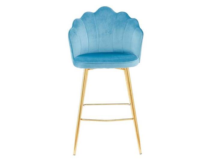 Barhocker Muschelform Bezug Samt Blau Vierfußgestell aus Metall (2er Set) von Pharao24.de