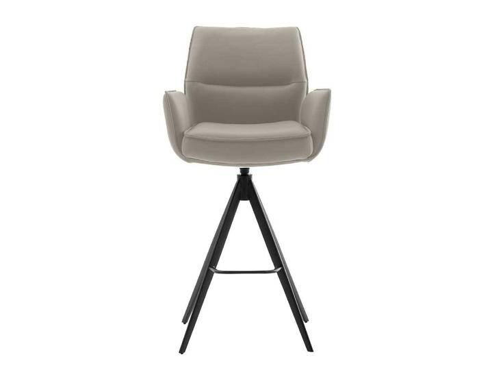 Barhocker, Beige & Weiß, 59x62x112 cm, Echtleder & Metall, Drehbar & Armlehnen, Modern von Pharao24.de