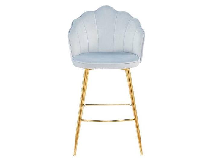 Barstuhl, Hellgrau, 52x54x100 cm, Samt & Metall, Muschelform, Retro, von Pharao24.de