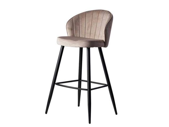 Barstuhl Samt Metall in Beige & Schwarz gepolsterter Rückenlehne Barstuhl Samt Metall in Beige & Schwarz gepolsterter Rückenlehne von Pharao24.de