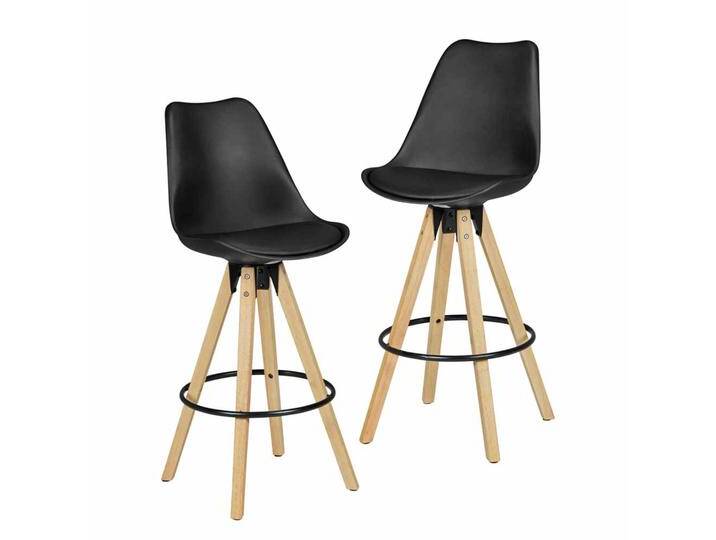 Barstuhl Set in Schwarz Kunstleder Schalensitz (2er Set) von Pharao24.de