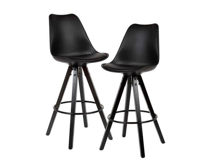 Barstuhl Set schwarz mit Rückenlehne 77 cm Sitzhöhe (2er Set) von Pharao24.de