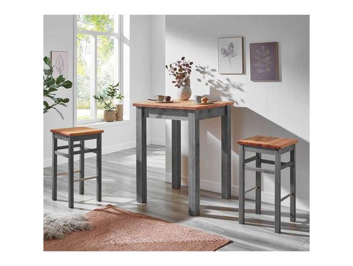 Bartisch mit 2 Hockern aus Kiefer Massivholz Landhausstil (dreiteilig) von Pharao24.de