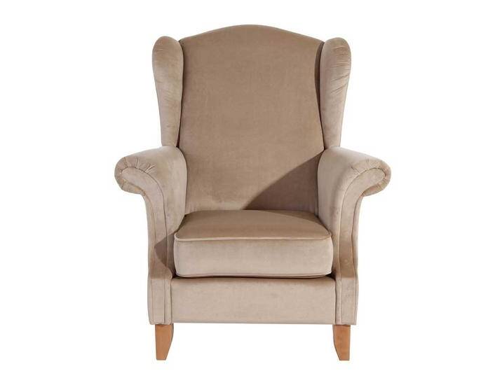 Beiger Ohrensessel aus Samtvelours 108 cm hoch von Pharao24.de