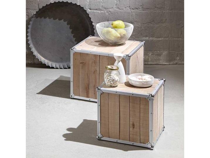 Beistelltisch Set im Loft Design Kiefer massiv Aluminium Beistelltisch Set im Loft Design Kiefer massiv Aluminium von Pharao24.de