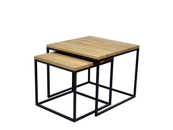 Beistelltisch Sofa 2er Set aus Wildeiche Massivholz Bügelgestell (zweiteilig) von Pharao24.de