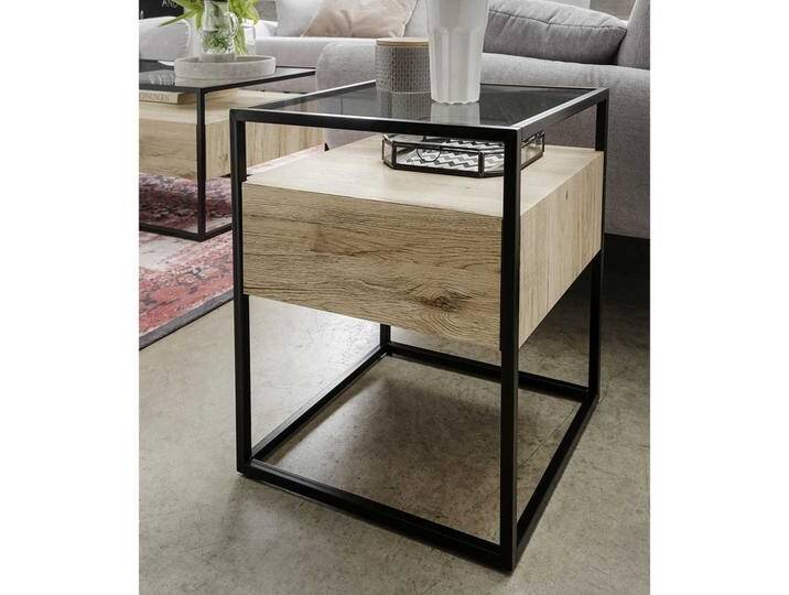 Beistelltisch Sofa modern in Sonoma-Eiche NB Schwarz von Pharao24.de