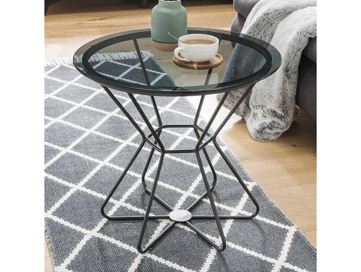 Beistelltisch mit Glasplatte im Skandi Design 55 cm breit von Pharao24.de