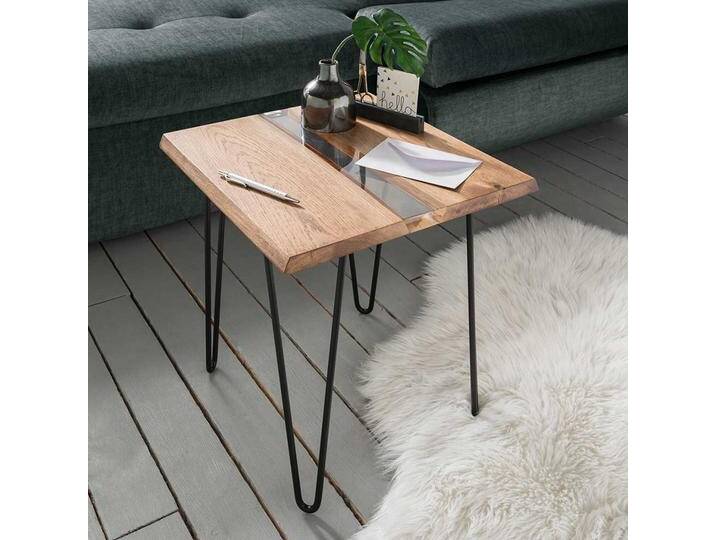 Beistelltischchen im Retrostil Haarnadelform Metall Gestell von Pharao24.de