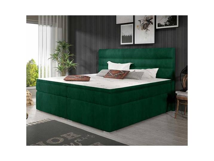 Bett Polsterbett in Dunkelgrün aus Velours von Pharao24.de
