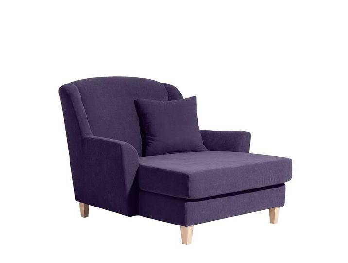 Big Sessel Violett mit Velours Bezug Vierfußgestell aus Holz von Pharao24.de