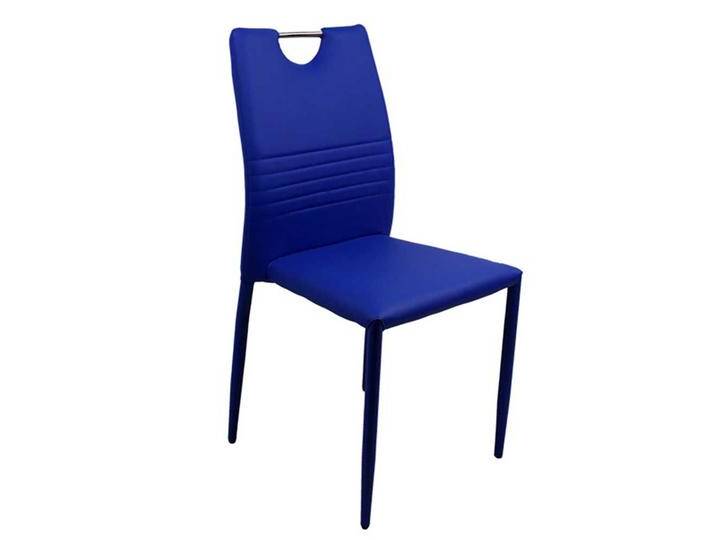 Blaue Kunstlederstühle stapelbar Griff in der Rückenlehne (4er Set) von Pharao24.de