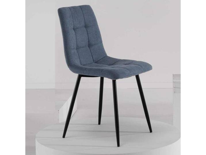 Blaugraue Polsterstühle modern mit Gestell aus Metall Schwarz (4er Set) von Pharao24.de