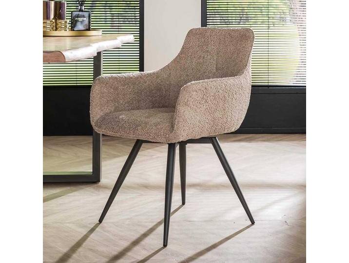 Boucle Armlehner Beige drehbar Gestell aus Metall (2er Set) von Pharao24.de