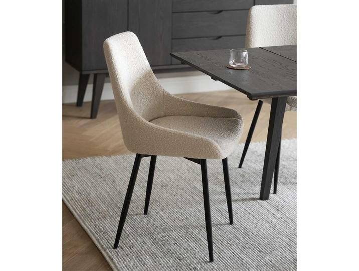 Boucle Polsterstühle in Beige Gestell aus Metall (2er Set) von Pharao24.de