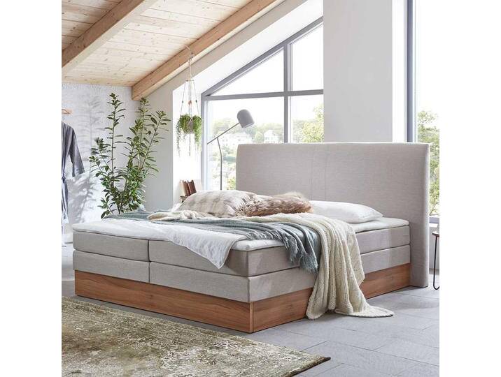 Boxbett 56 cm Einstiegshöhe Cremefarben & Walnuss von Pharao24.de