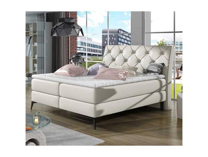 Boxbett Bett aus Kunstleder in Cremeweiß von Pharao24.de